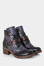 Joe Browns Blue Eyelet Detail Chunky Ankle Boots - Image 3 of 5