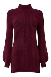 Joe Browns Red Cosy Chunky Cable Knit Balloon Sleeve Jumper Dress - Image 7 of 7