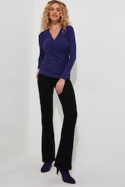 Joe Browns Purple Button Detail Mock Wrap Jersey Top - Image 2 of 5