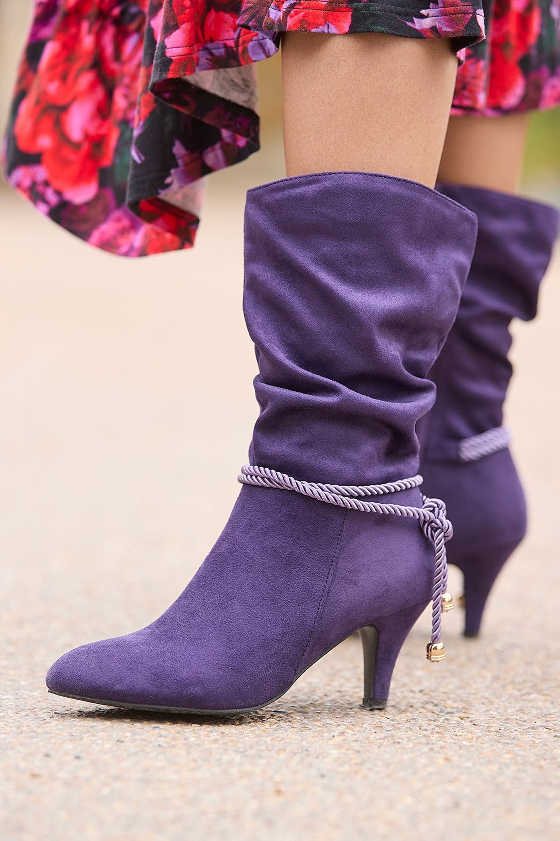 Purple mid calf boots shop