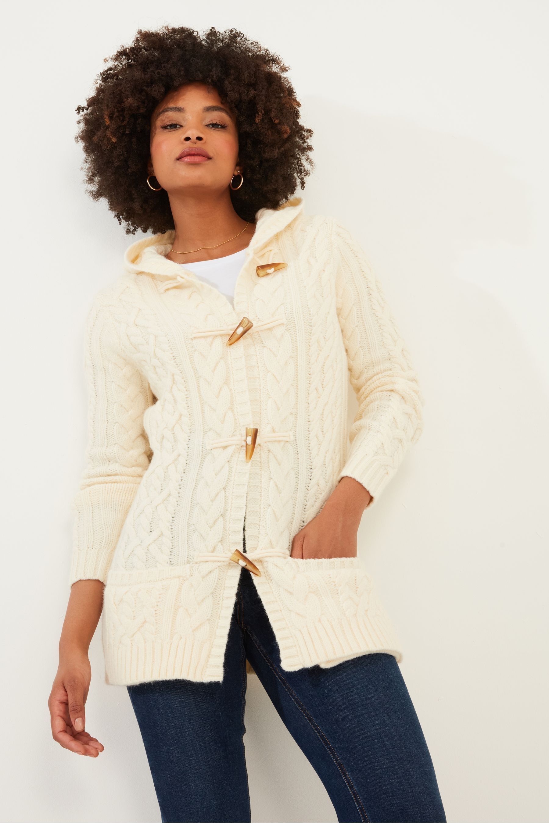 Cream hooded cardigan store