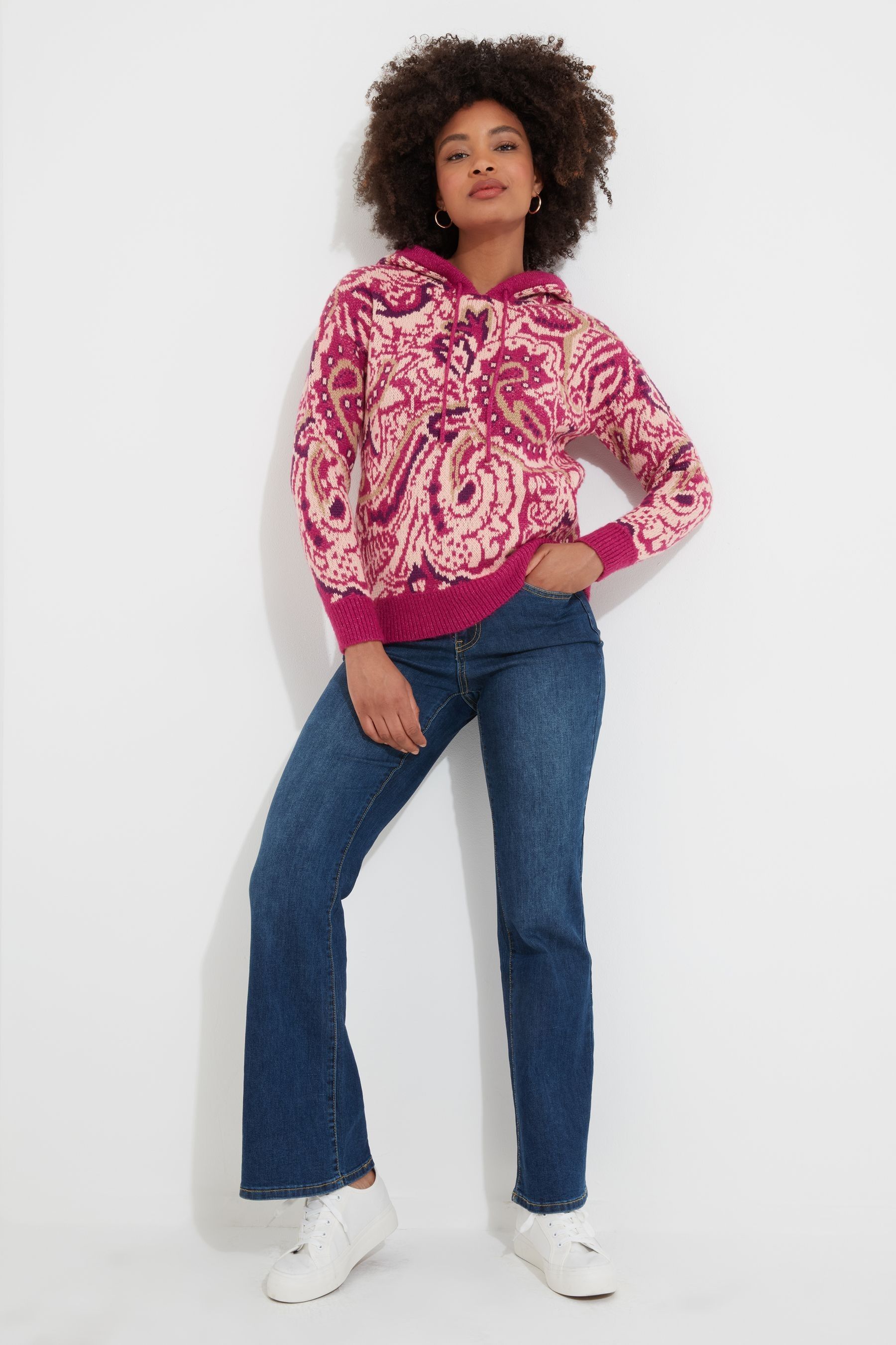 Buy Joe Browns Pink Paisley Cosy Knitted Hoodie from Next Luxembourg