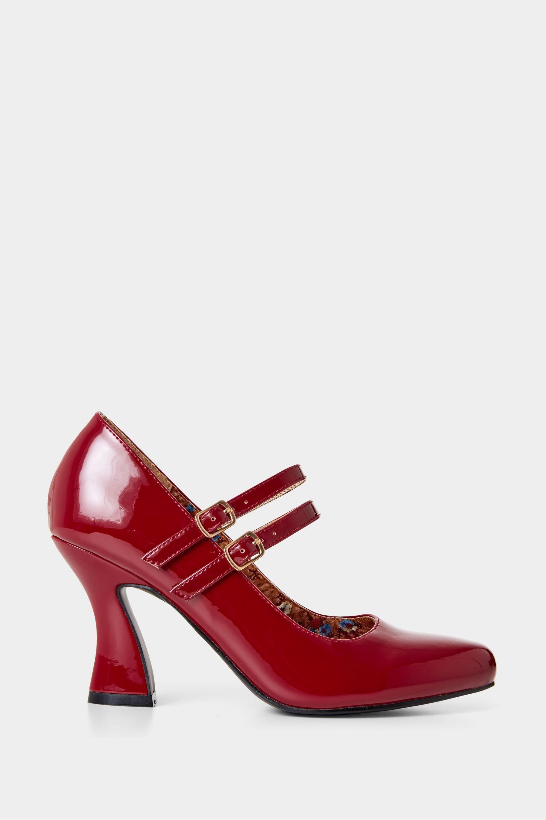 Joe Browns Red Patent Chunky Buckle Curved Heel Shoes 6 EU 39 Womens