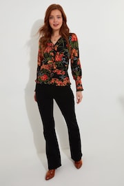 Joe Browns Black Vintage Floral Printed Lettuce Edge Blouse - Image 2 of 5