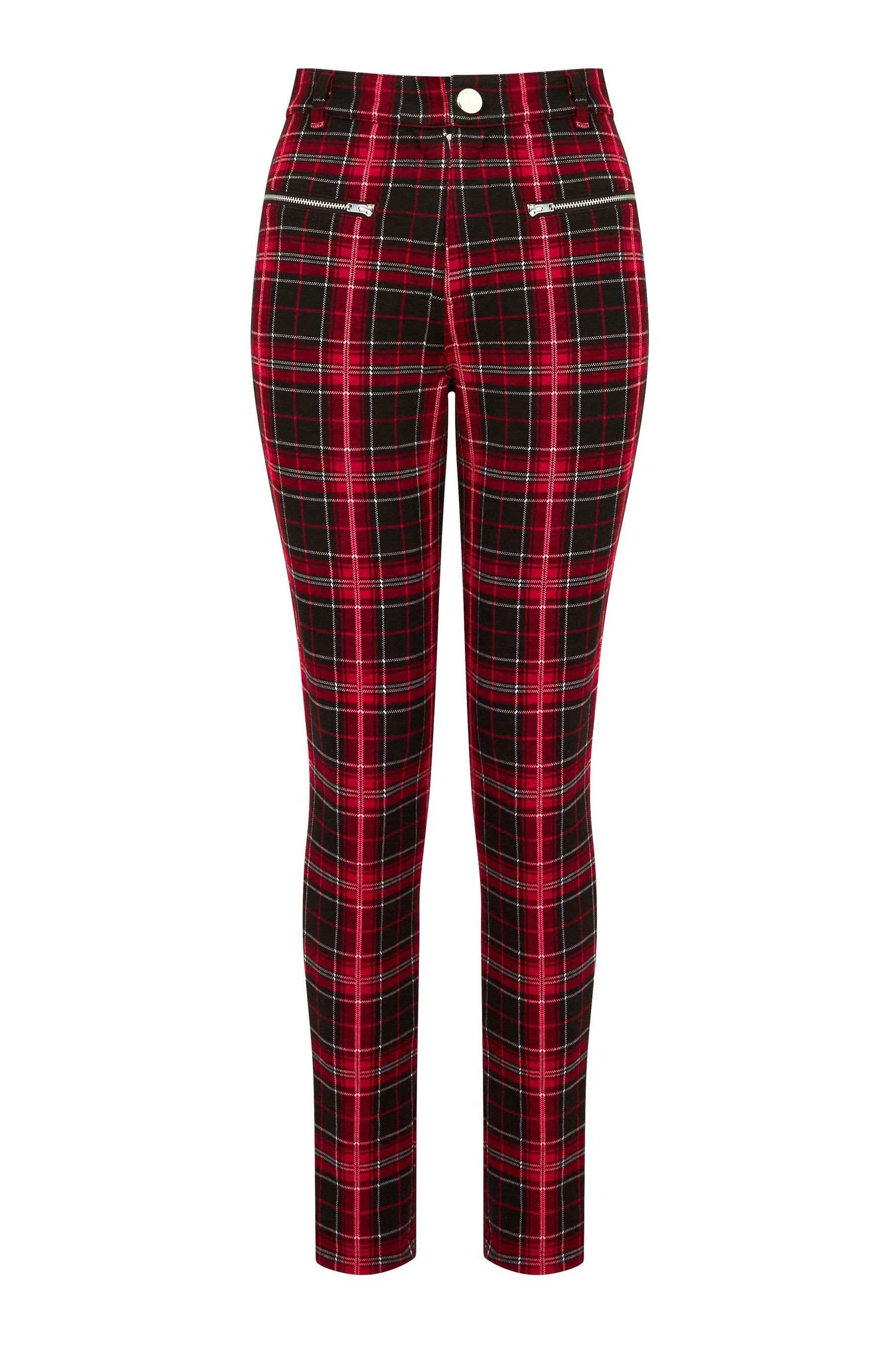 Buy Joe Browns Red Tartan Check Zip Detail Skinny Trousers from the Next UK online shop