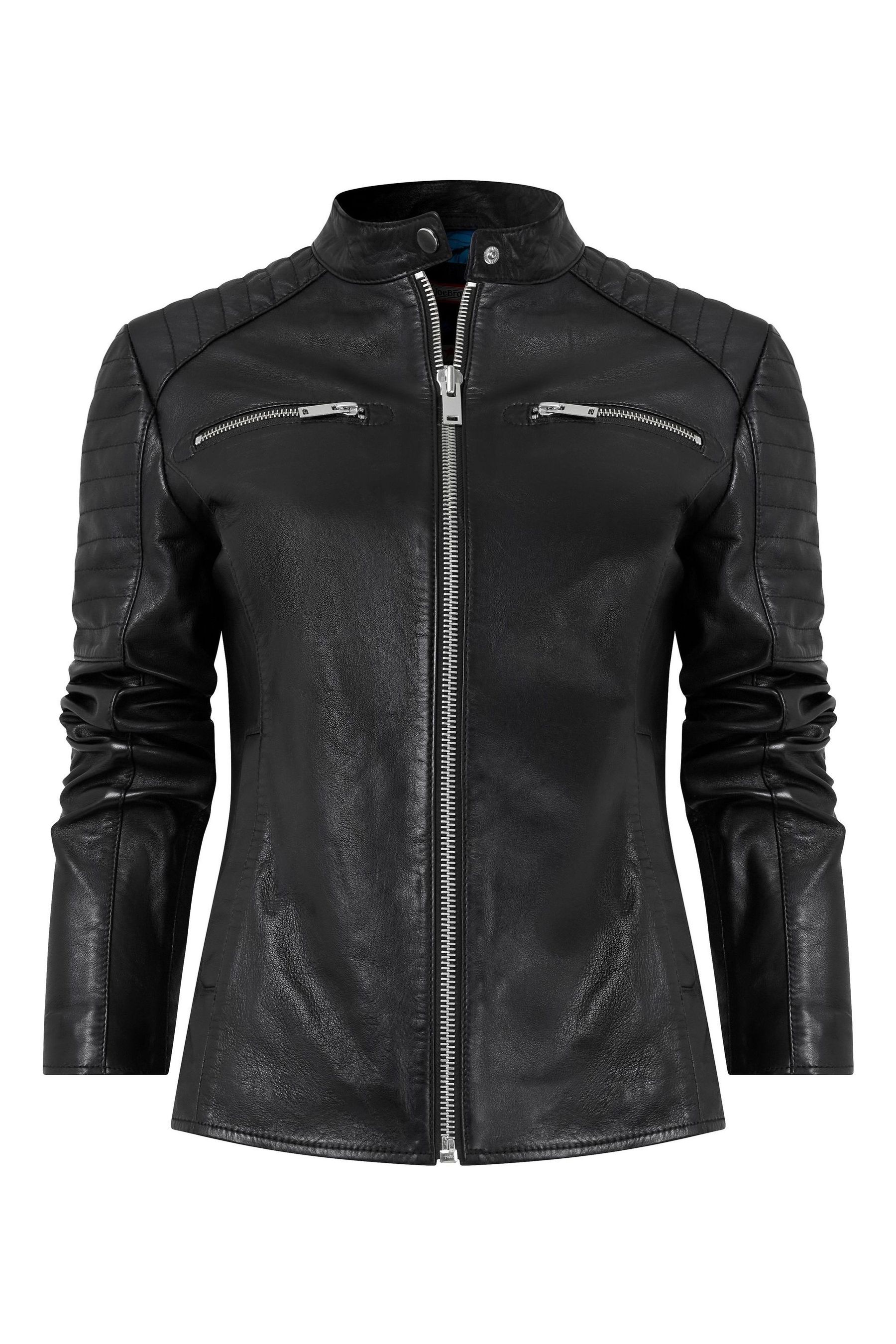 Buy Joe Browns Black Classic Quilted Sleeve Leather Biker Jacket from Next Luxembourg