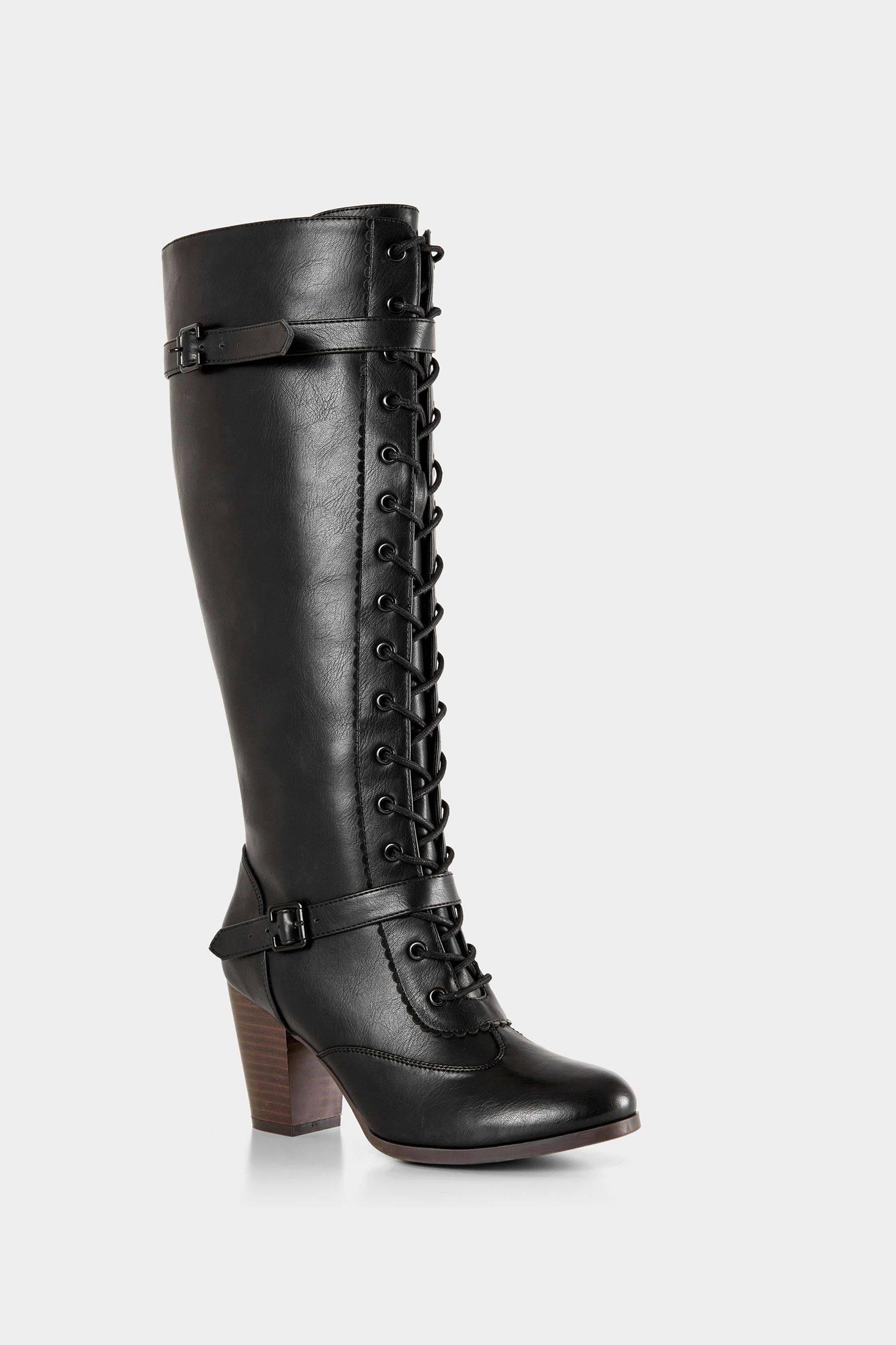 Buy Joe Browns Black PU Tall Lace Up Boots from Next Luxembourg