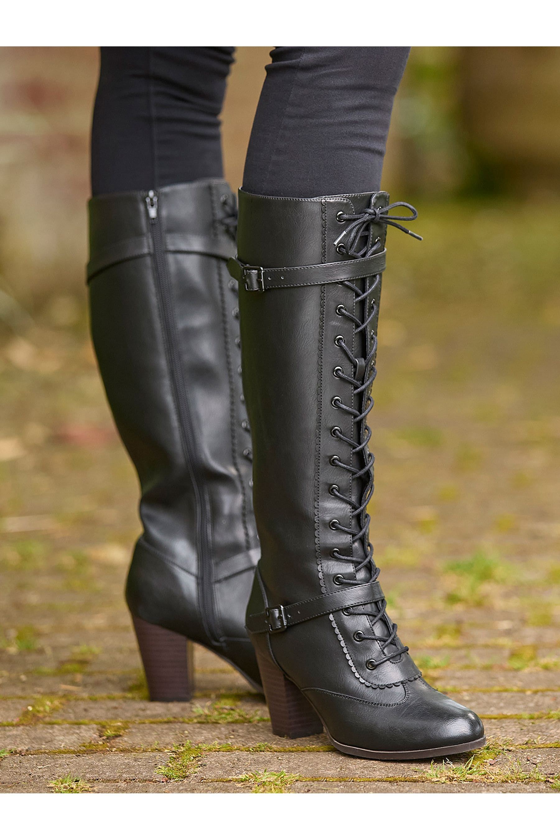 Buy Joe Browns Black PU Tall Lace Up Boots from Next Luxembourg