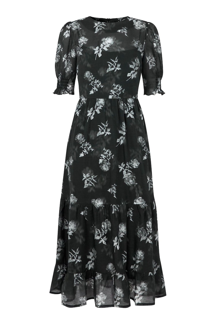 Joe Browns Floral Print Puff Sleeve Sheer Midi Dress with Cami - Image 5 of 5