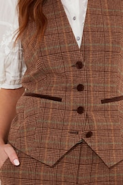 Joe Browns Brown Heritage Check PU Trim Waistcoat - Image 7 of 8