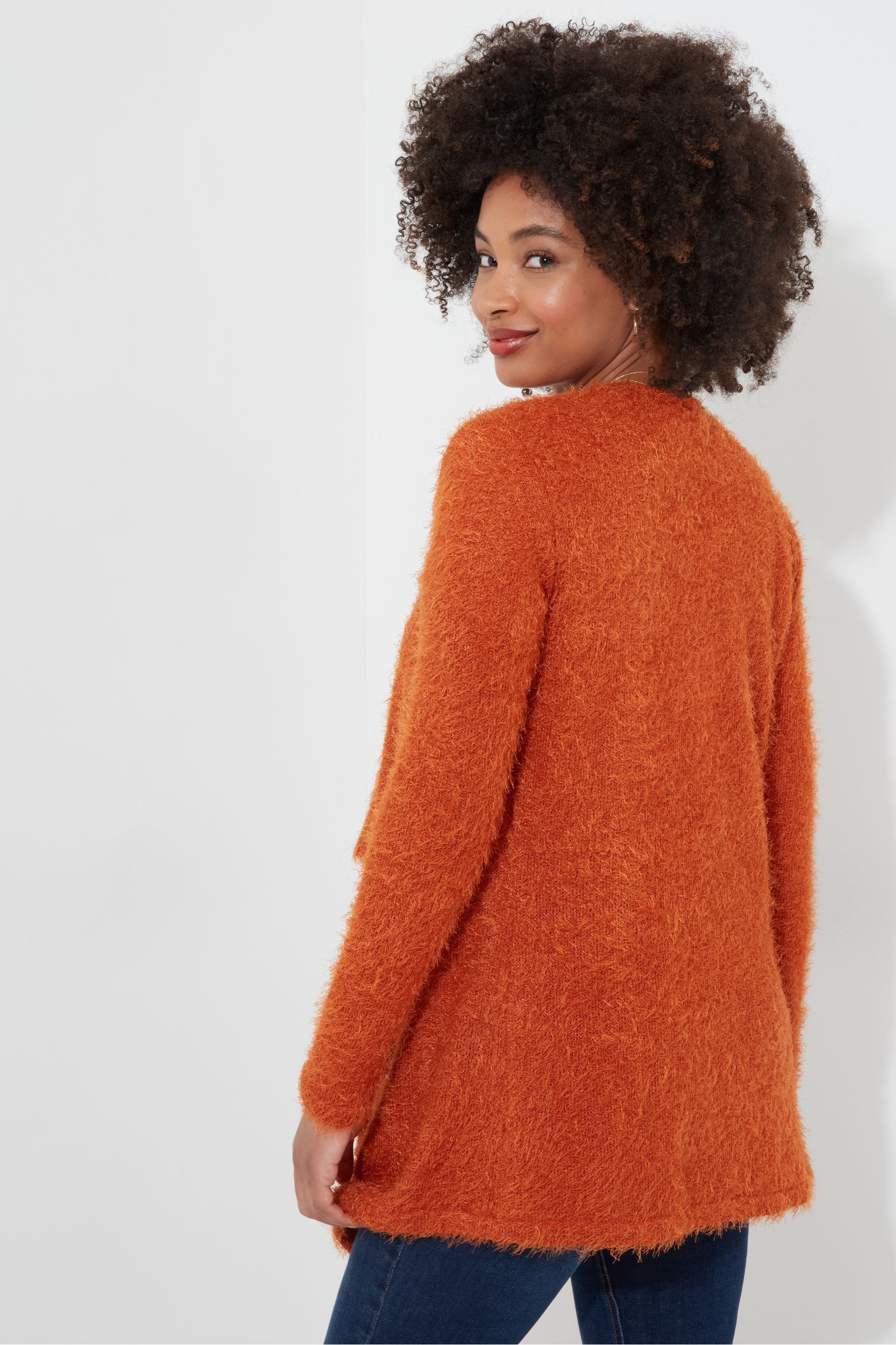 Buy Joe Browns Orange Relaxed Fit Eyelash Knit Waterfall Cardigan from Next Austria