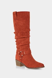 Joe Browns Orange Statement Strap Slouchy Microsuede Long Boots - Image 2 of 6