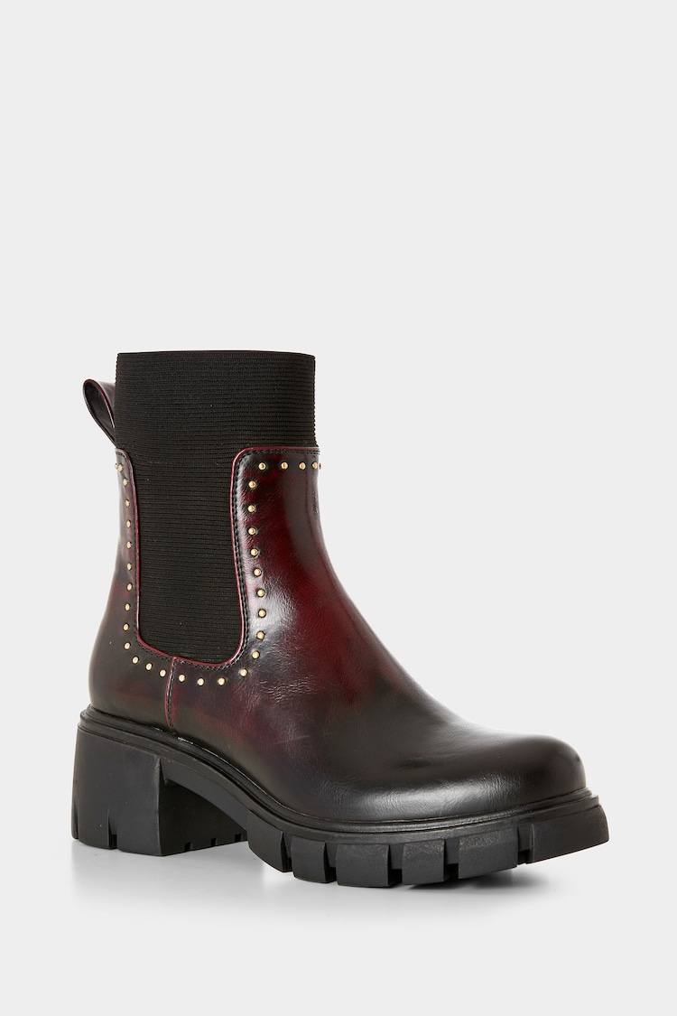 Joe Browns Red Ombre Studded Chunky Ankle Chelsea Boots - Image 2 of 4