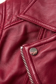 Joe Browns Pink Raspberry Asymmetric Zip Stitch Detail Leather Biker Jacket - Image 6 of 6