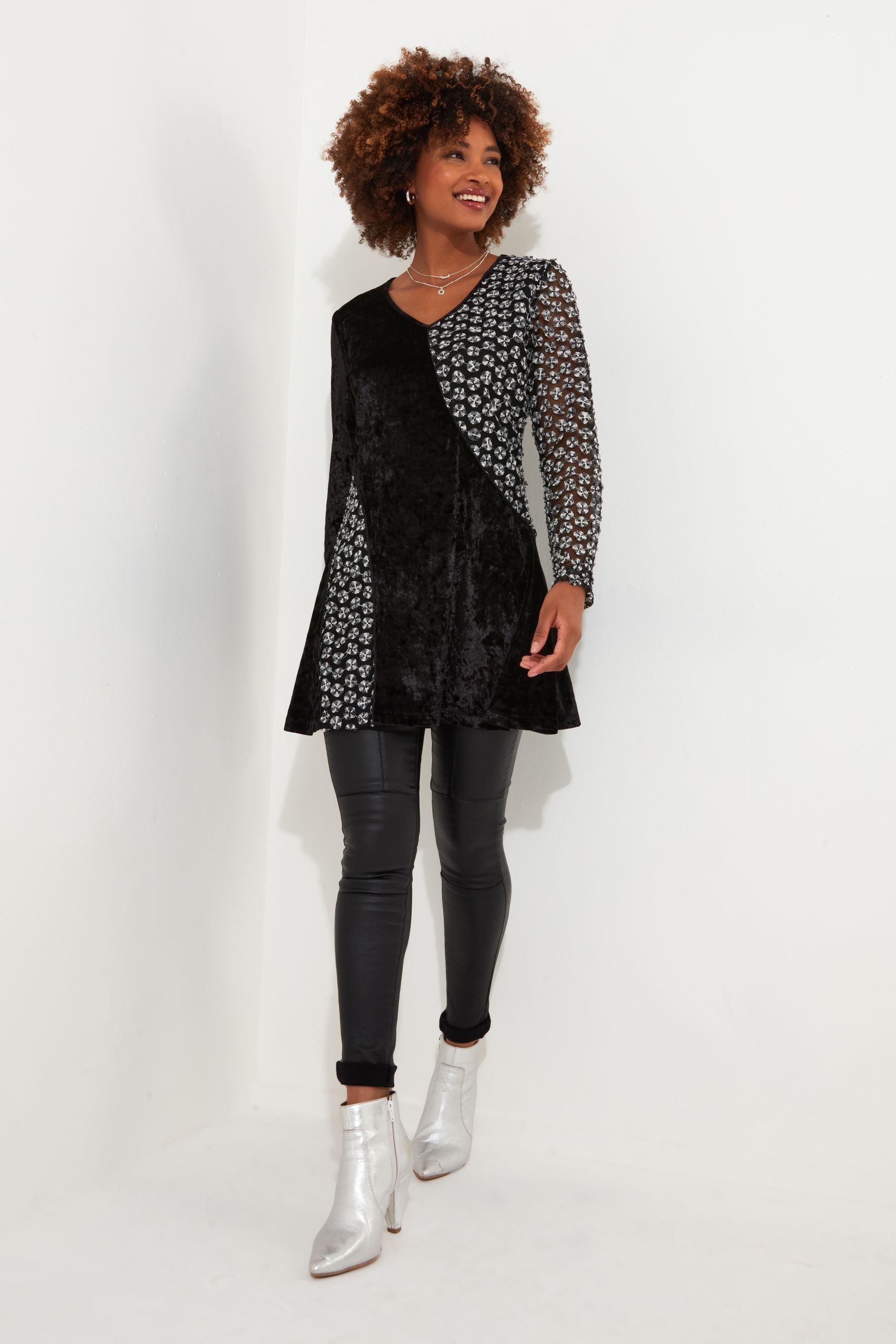 Buy Joe Browns Black Velour and Mesh Textured Jersey Tunic Dress from Next Germany