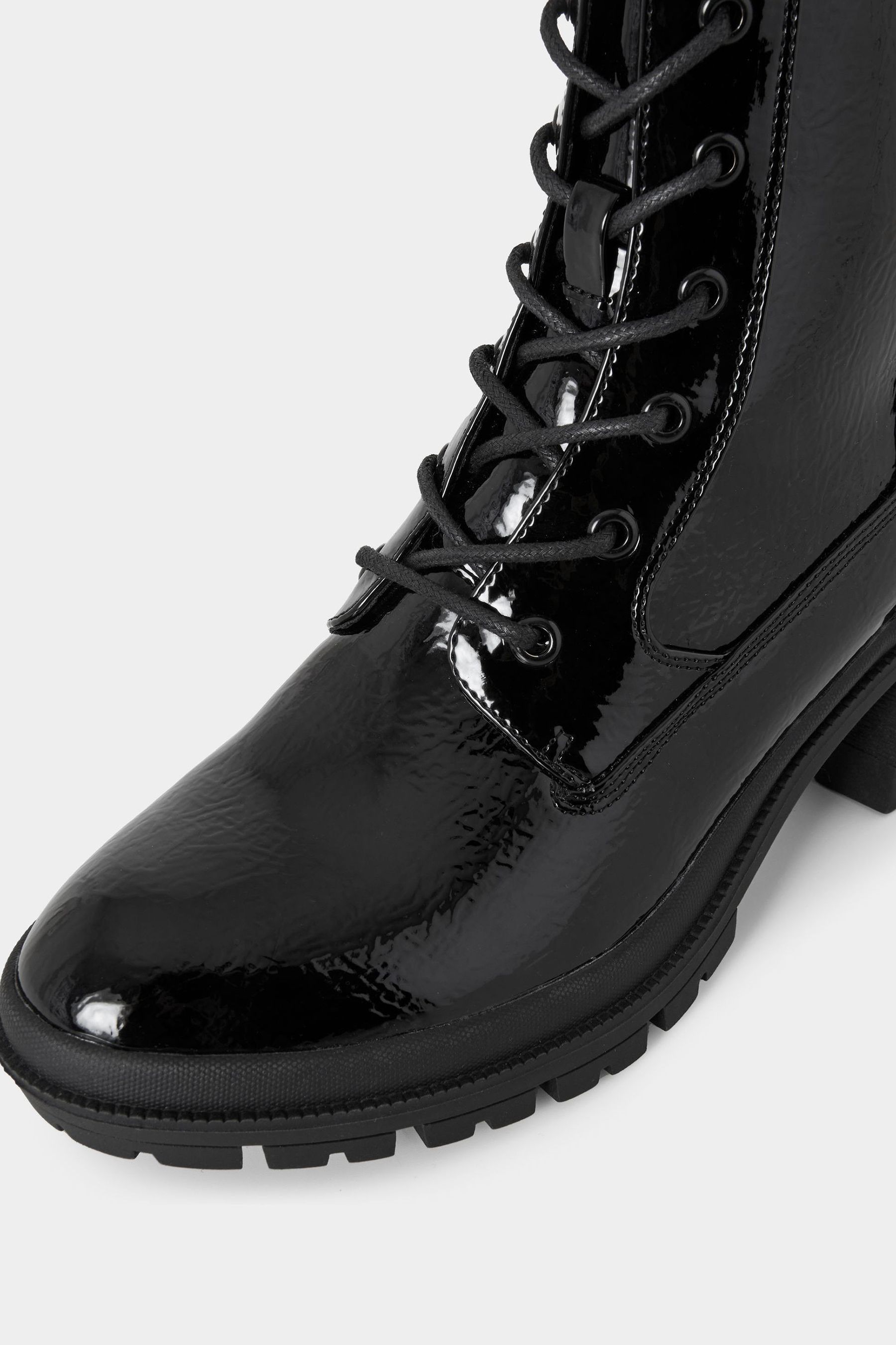 Black patent lace up chunky ankle boots shop