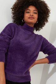 Joe Browns Purple Relaxed Fit Fluffy High Neck Jumper - Image 3 of 5