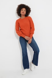 Joe Browns Orange Chevron Knit Balloon Sleeve Jumper - Image 1 of 5