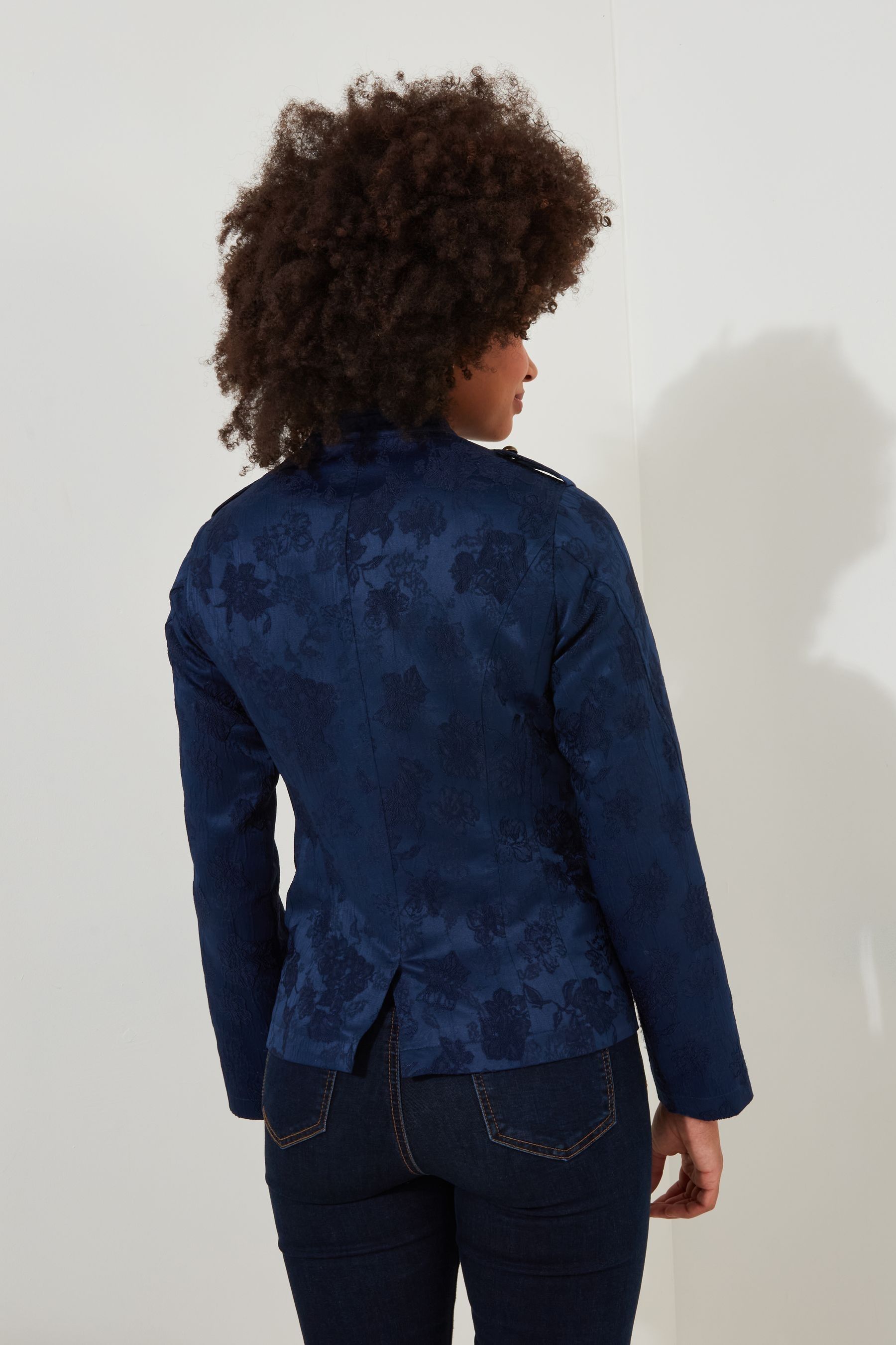 Buy Joe Browns Blue Floral Jacquard Cropped Military Jacket from Next Luxembourg