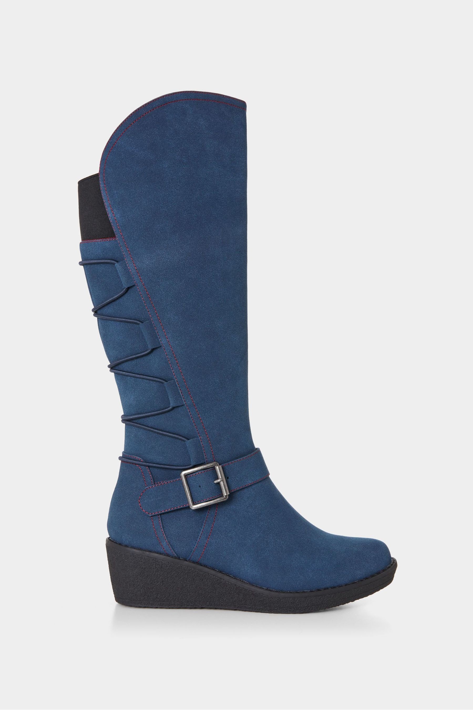 Joe Browns Blue Wedge Heel Midi Calf Boots 4 EU 37 Womens