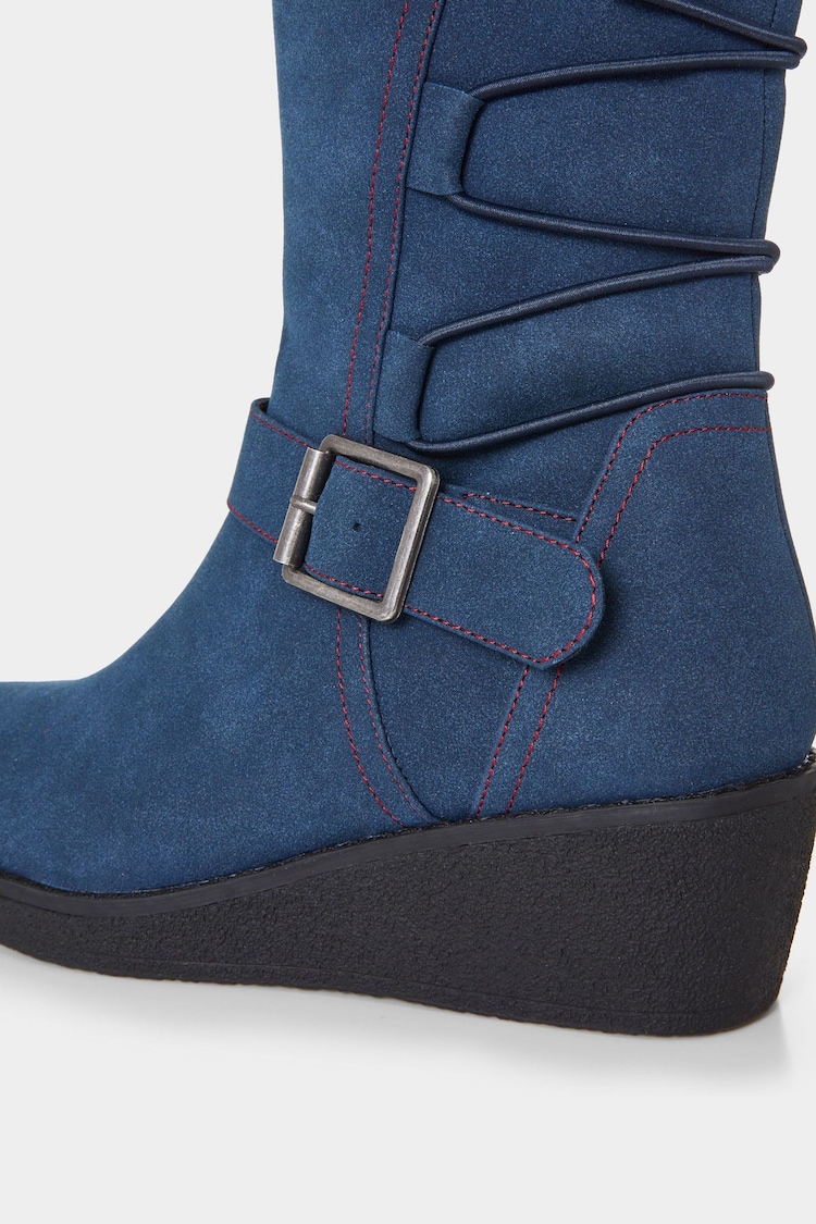 Joe Browns Blue Wedge Heel Midi Calf Boots - Image 5 of 5