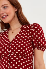 Joe Browns Red Vintage Polka Dot Button-Front Knee-Length Dress - Image 5 of 8