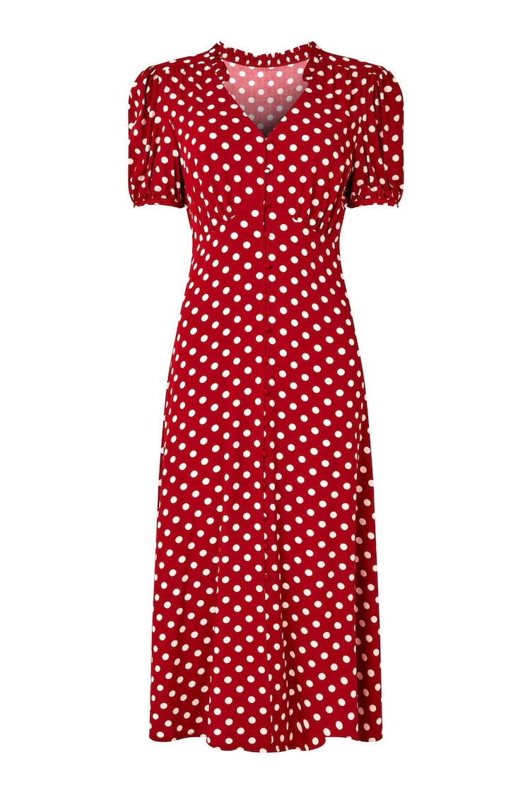 Joe Browns Red Vintage Polka Dot Button-Front Knee-Length Dress - Image 8 of 8