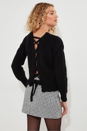 Joe Browns Black Recycled Content Lace Up Cardigan - Image 2 of 5