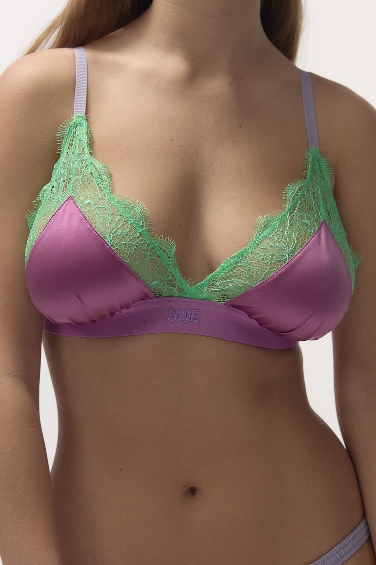 Love Stories Purple Love Lace Satin Bralette - Image 5 of 5