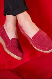 Joe Browns Red Colourblock Suede Slip-On Leather Loafers - Image 6 of 6