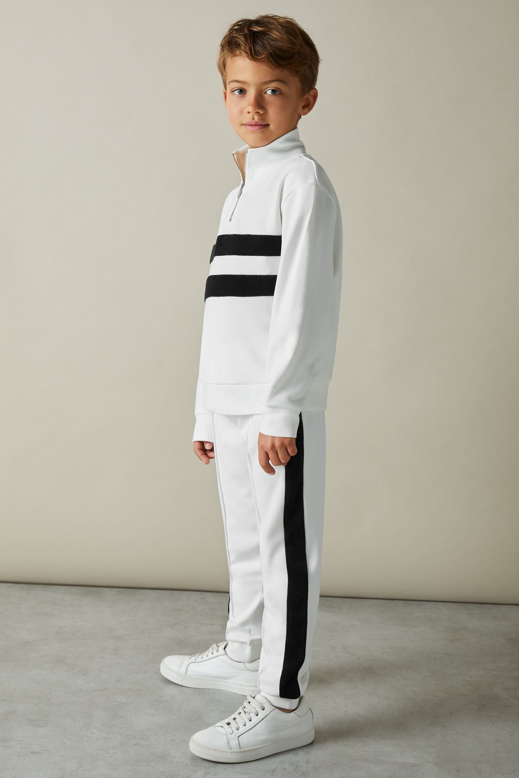 Buy Reiss White Emerald Green Larose Interlock Velour Stripe Joggers from Next Ireland