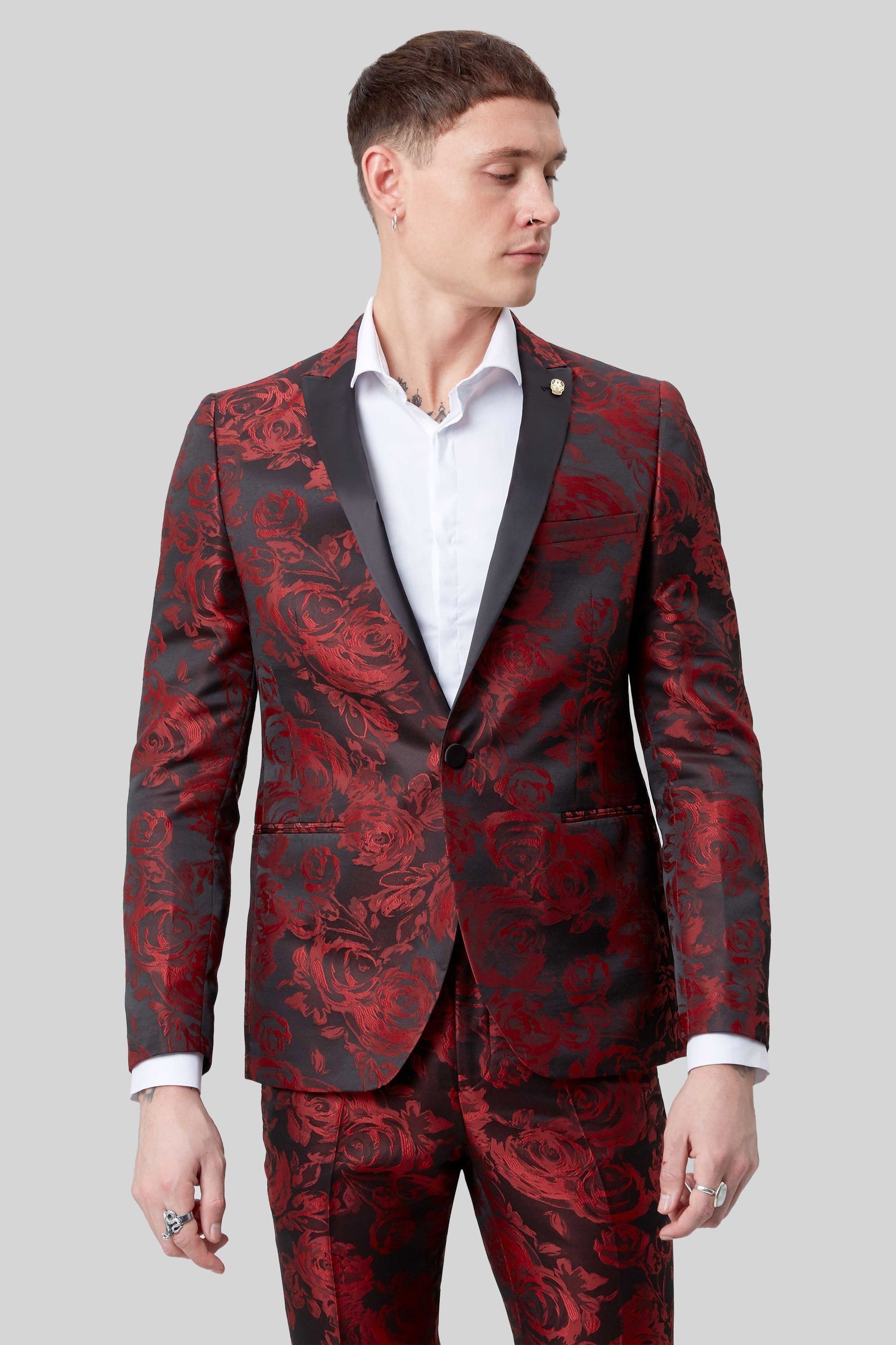 Slim floral jacquard tuxedo jacket sale