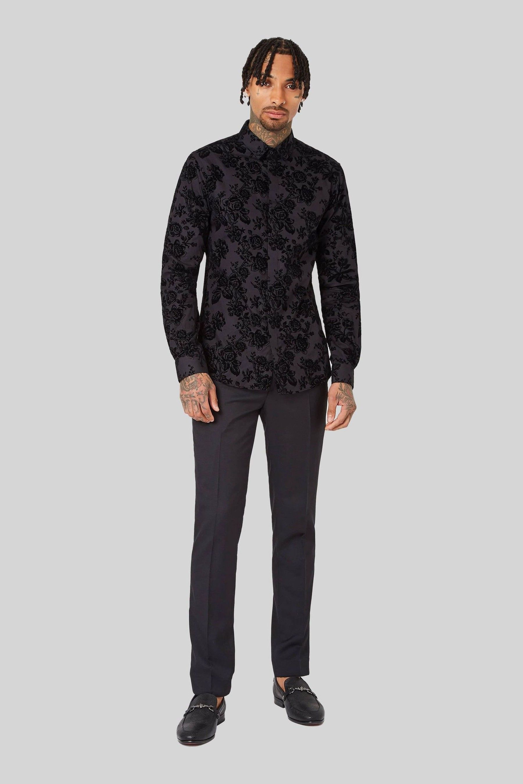 Twisted tailor super skinny suit jacket with flocking top