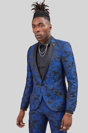 Twisted Tailor Blue Ersat Skinny Fit Floral Tuxedo Jacket - Image 2 of 5