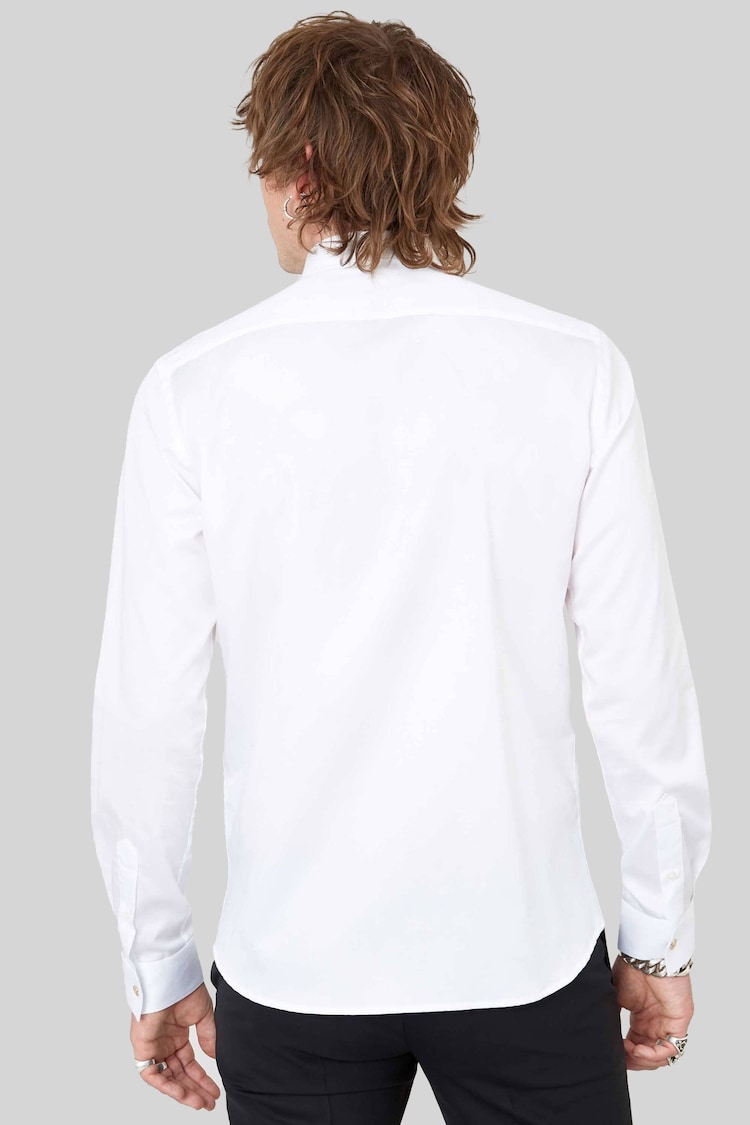 Twisted Tailor White Lynton Skinny Fit Collar Bar Cotton Shirt - Image 2 of 4