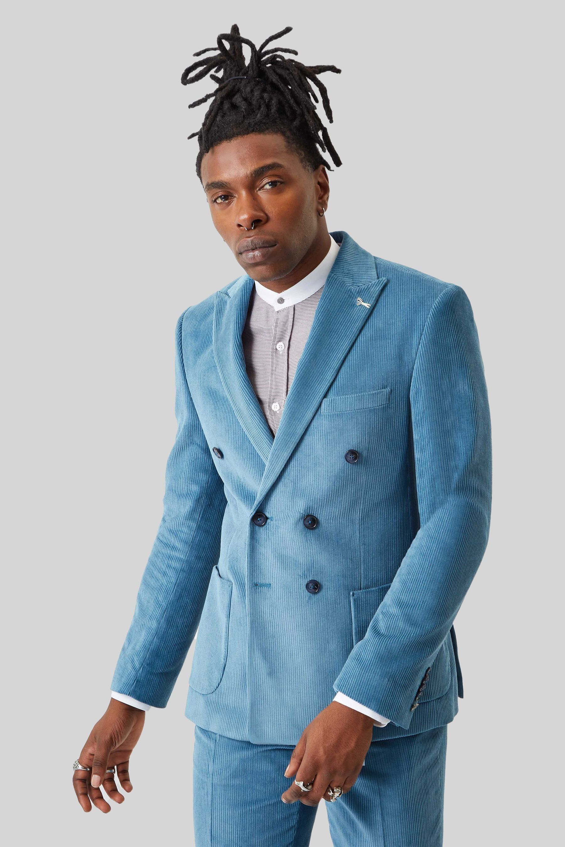 Twisted Tailor Aston double breasted slim suit jacket in blue Part of a set