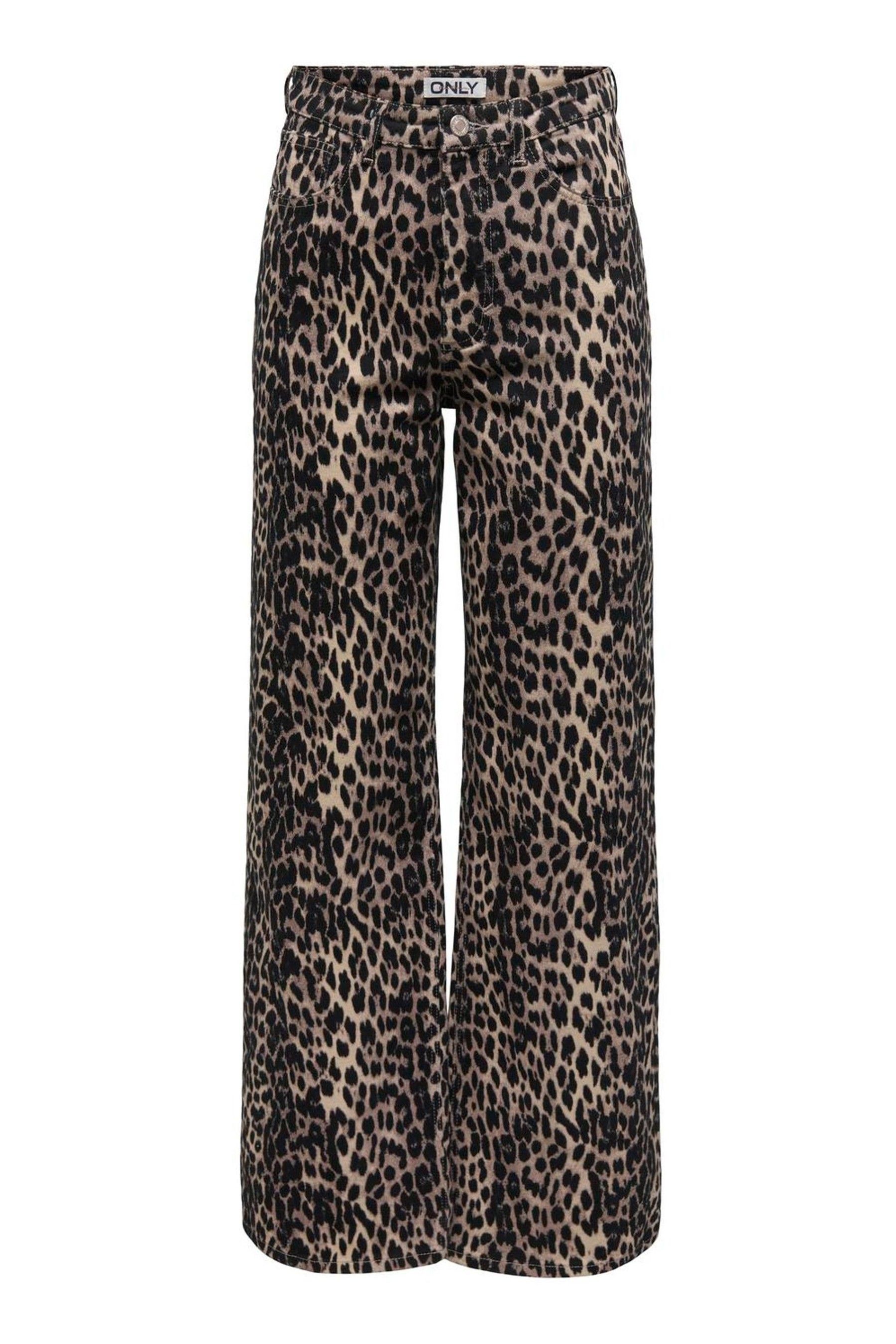 Black jeans with leopard stripe hotsell