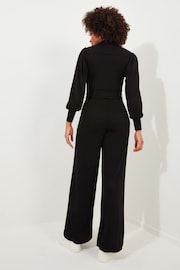 Joe Browns Black Petite Collared Zip Front Straight Leg Jersey Jumpsuit - Image 4 of 5