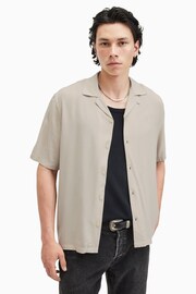 AllSaints Cream Venice Short Sleeve Shirt - Image 1 of 7