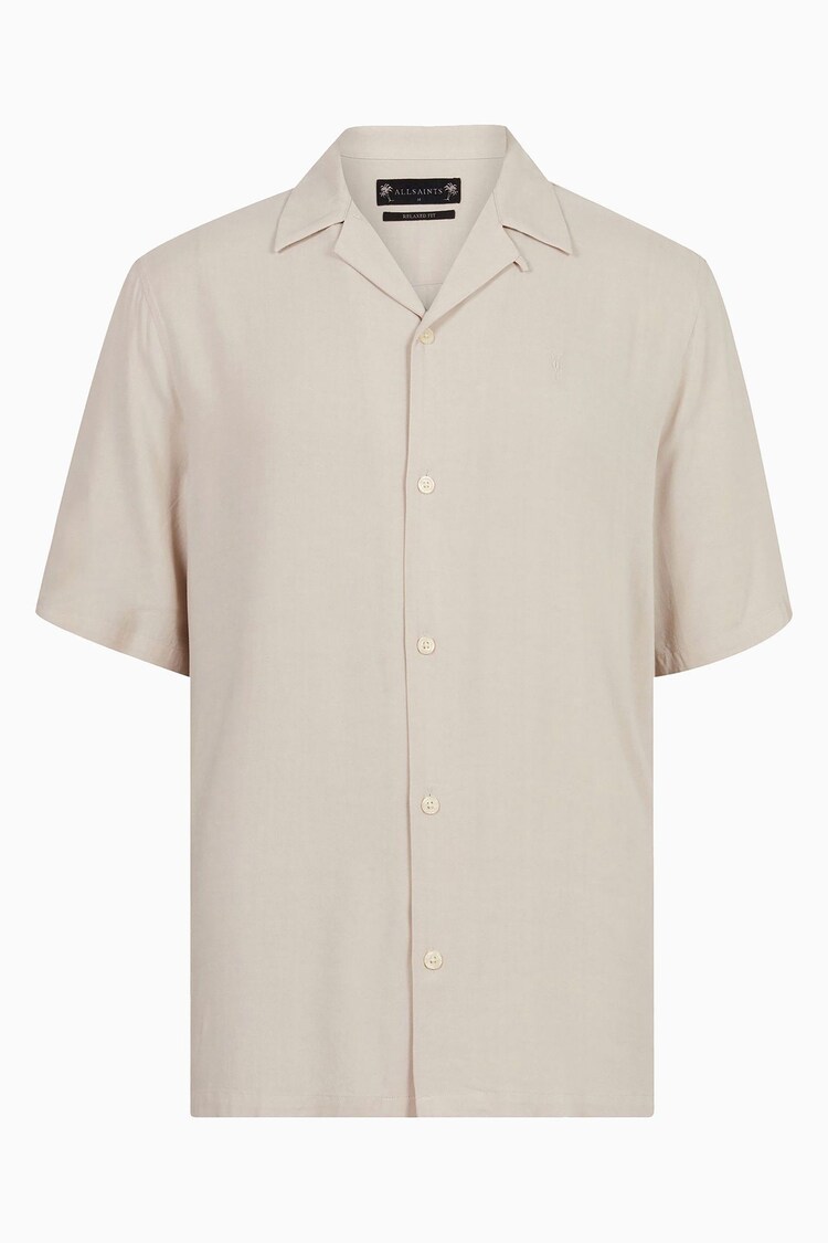 AllSaints Cream Venice Short Sleeve Shirt - Image 7 of 7