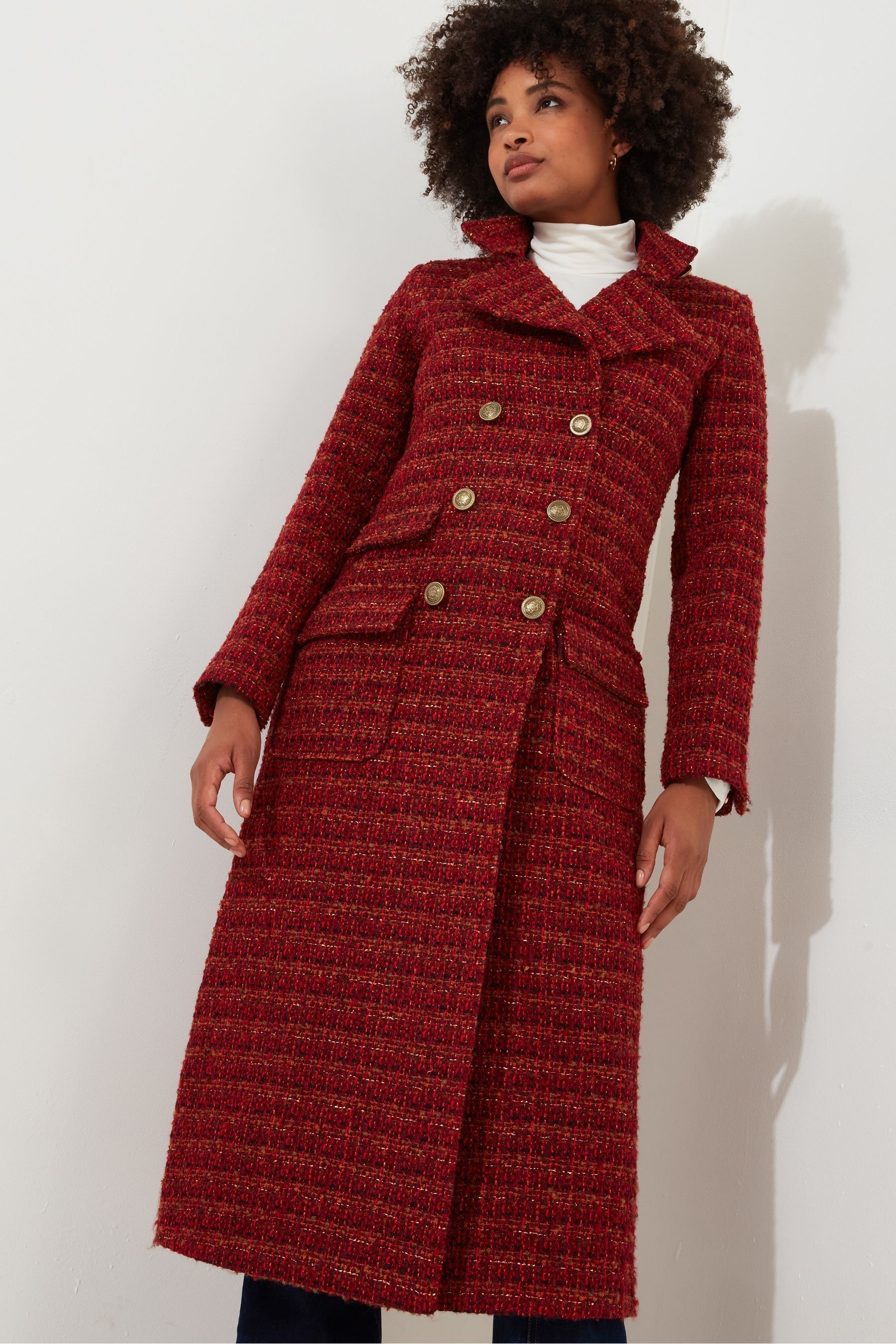Buy Joe Browns Orange Petite Textured Tweed Double Breasted Maxi Coat from the Next UK online shop