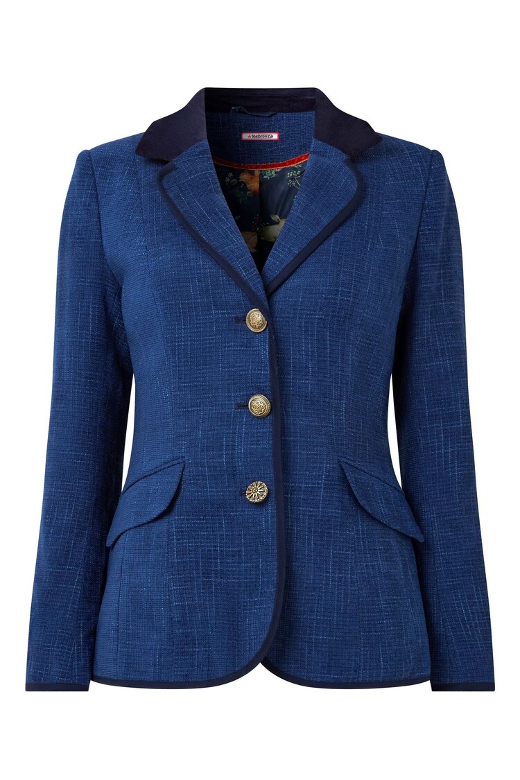 Blazer Femme En Velours à Carreaux – Coupe Heritage, Simple Boutonnage, Bordures Rouges, Longueur 67 Cm
