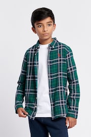 U.S. Polo Assn. Boys Green Brushed Flannel Heavyweight Check Shirt - Image 1 of 7