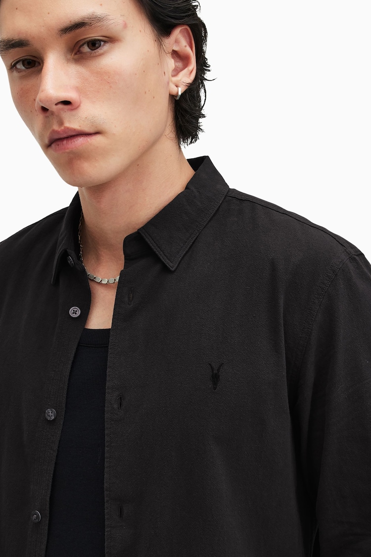 AllSaints Black Lovell Longsleeve Shirt - Image 2 of 7