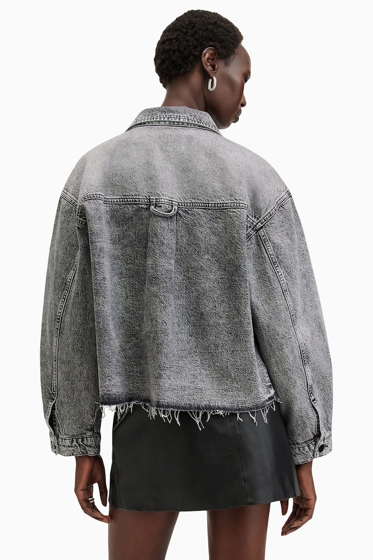 AllSaints Grey Nicky Denim Jacket - Image 2 of 9