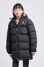 U.S. Polo Assn Black U.S. Polo Assn. Girls Longline Puffer Jacket - Image 6 of 6