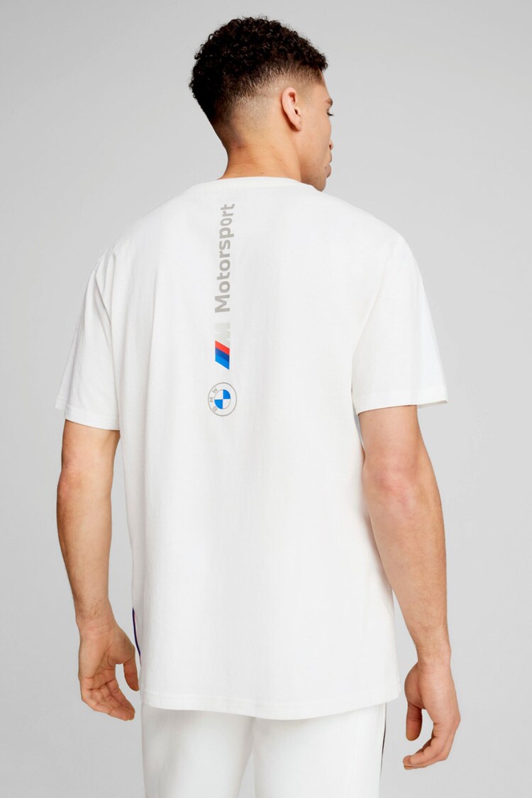 Puma White Mens BMW M Motorsport ESS+ Logo T-Shirt - Image 2 of 6