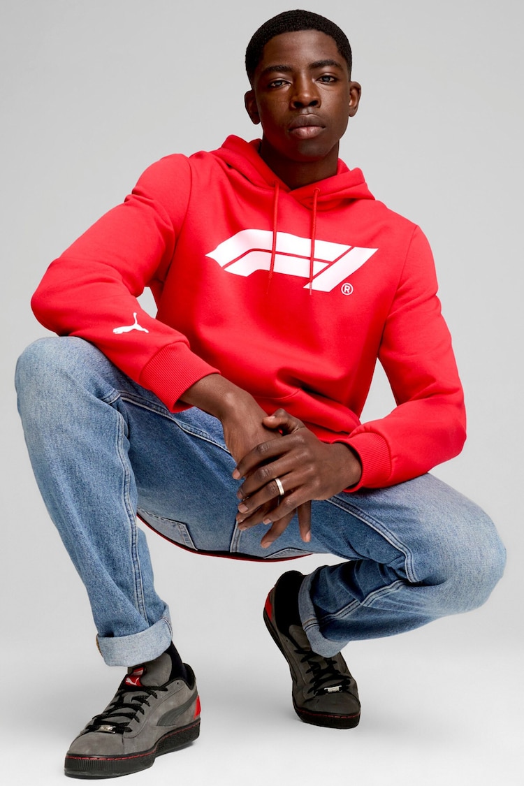 Puma Red Mens F1 ESS Logo Fleece Hoodie - Image 2 of 6