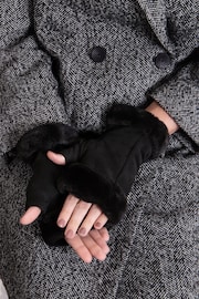 Totes Black Ladies Totes Isotoner Faux Suede Fingerless Gloves - Image 1 of 2