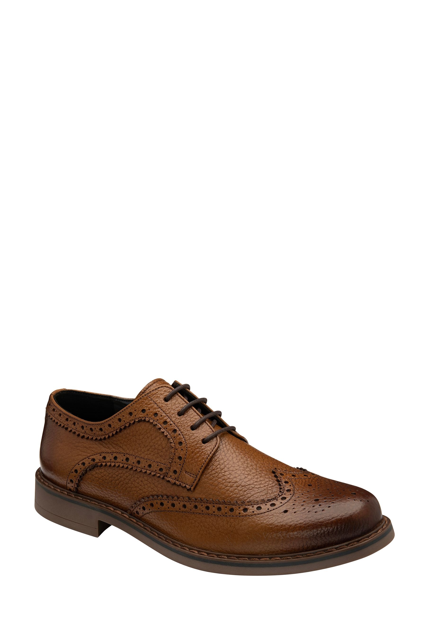 Buy Frank Wright Brown Mens Leather Lace Up Brogues from Next Luxembourg